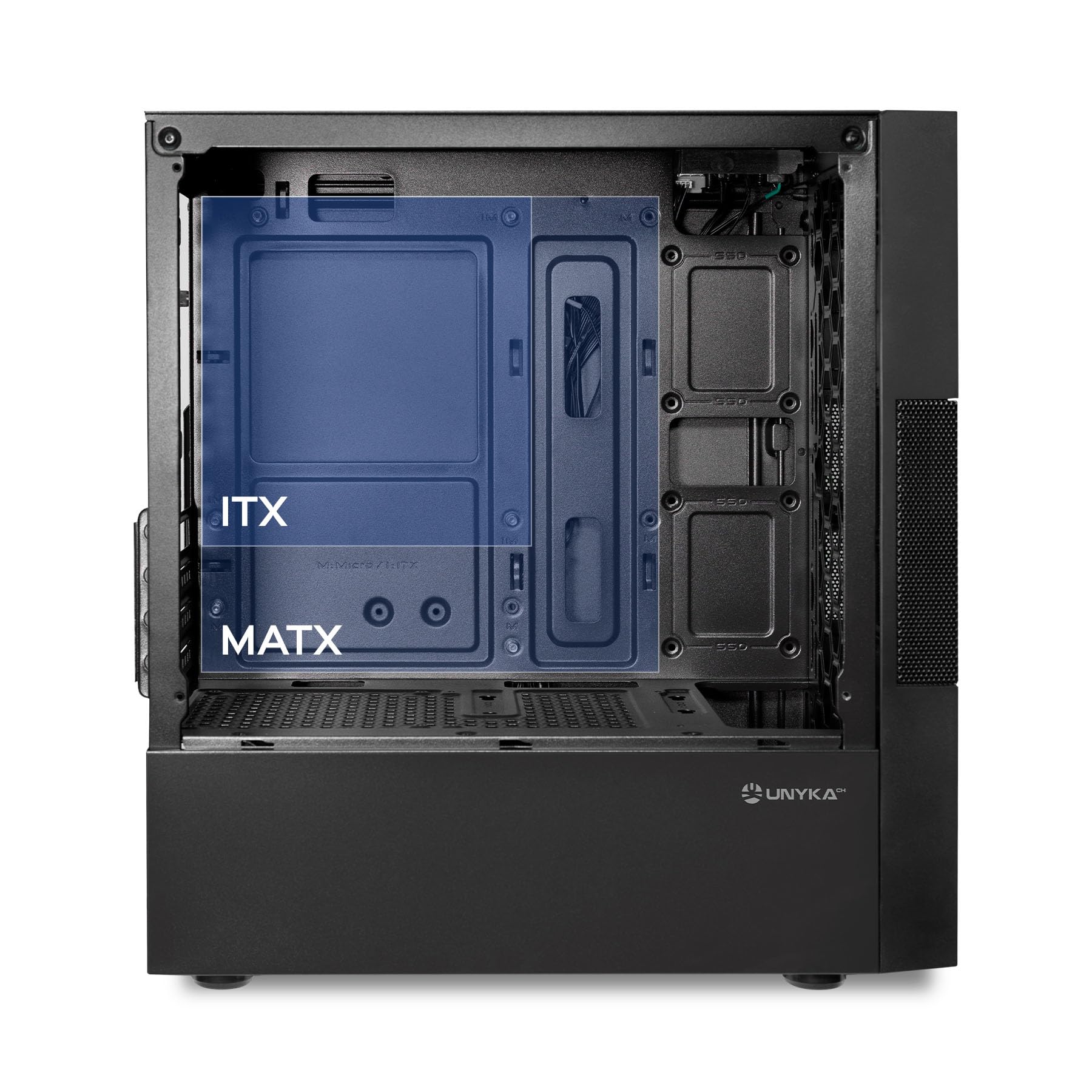 UNYKAch Caja Micro ATX Aero C25, Sección Central de Rejilla, 2 Puertos USB 3.0 y 1 USB 2.0. Incluye Fuente de Alimentación ATX de 500W (máx)
