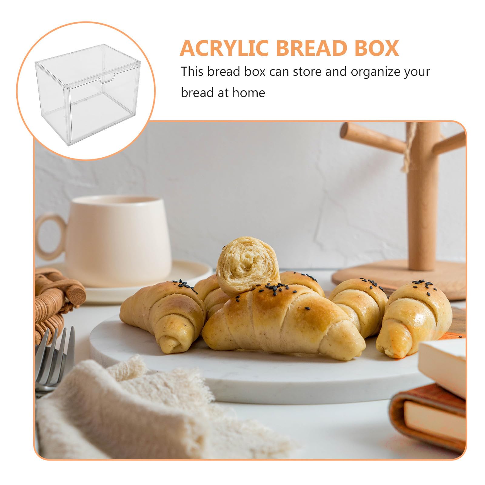 Gadpiparty Transparente Caja de Pan Apilable de Acrílico para Cocina