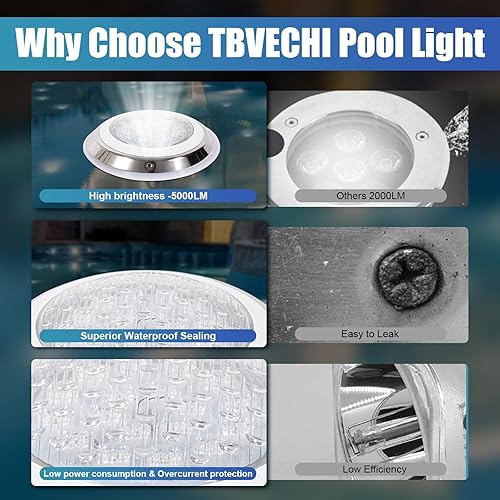 Miniatura 4 de TBVECHI Bombilla LED de 54 W RGB para piscina, sumergible, luz LED RGB IP68 impermeable + control remoto para piscina, bañera de hidromasaje,