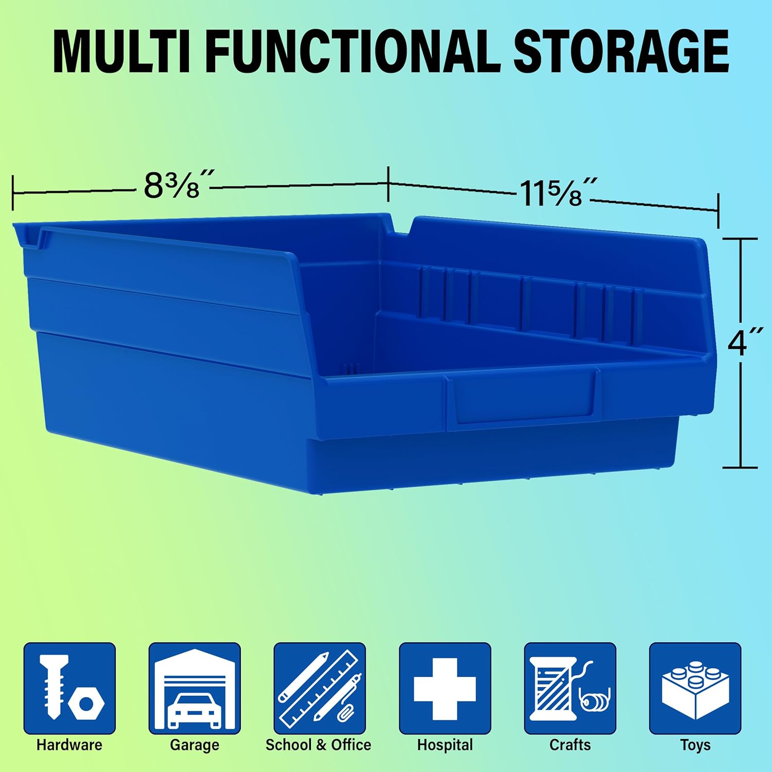 Clear Plastic Nestable Shelf Bin Storage Box