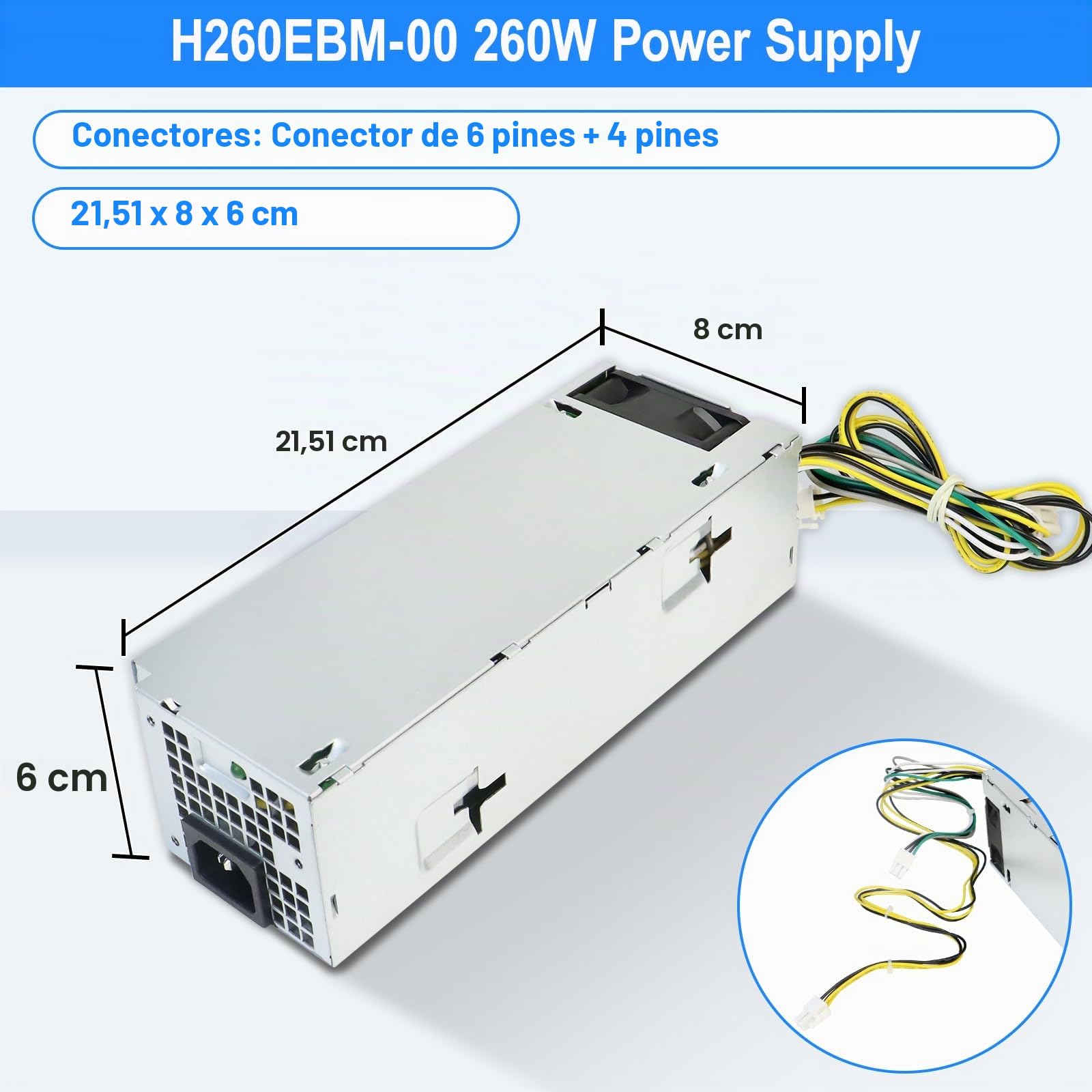 S-Union H7X3F H260EBM-00 - Fuente de alimentación (260 W, compatible con Dell OptiPlex 3050 3060 3050M 5050 5060 7060 7080 3080 5080 5090 7090 7080MT página