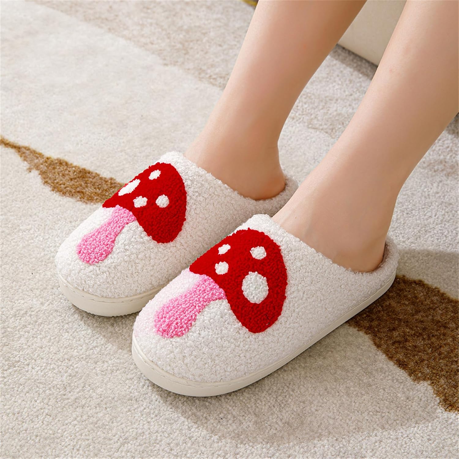Women Slippers Cute Pattern Strawberry Slippers Warm Soft Bedroom Shoes Fuzzy Closed Toe Sandals Non Slip House Bedroom Slippers - Image 6