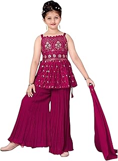 Girls Yellow Palazzo Suit, Party Wear, Indian dress for girls