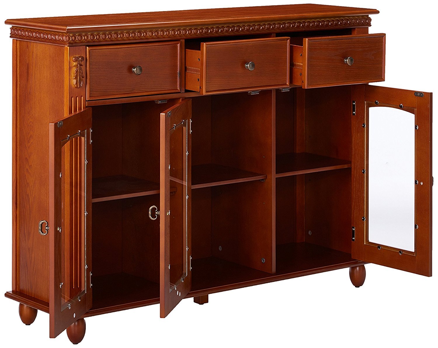 Kings Brand Furniture Penrose Wood/Glass Sideboard Buffet