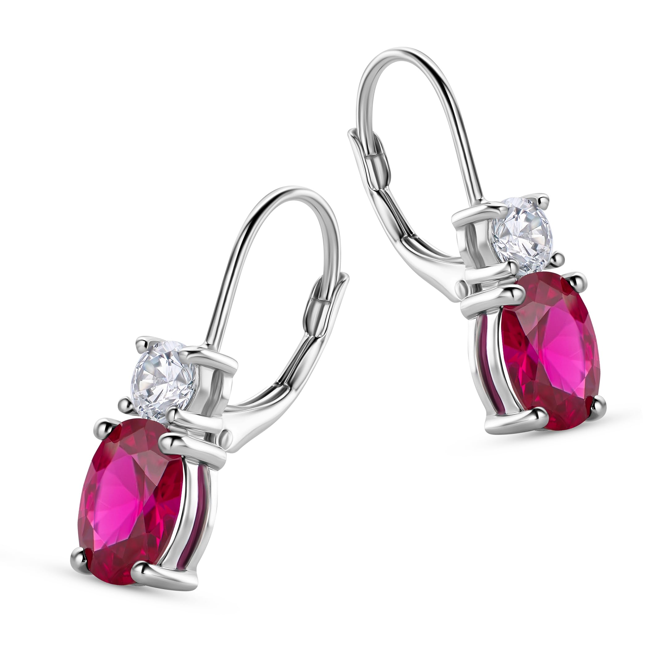 MIORE Schmuck, Ohrhänger Damen, Ohrringe Silber 925, Damenohrringe mit Smaragd/Rubin und Zirkonia, Creolen Silber 925, Ohrschmuck