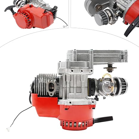 49cc 2 Stroke Engine Motor KIt forPocket Mini Dirt Bike ATV, 48km/h High Speed Air-Cooled Racing Engine with T-Shaped Hand Puller for Engine Replacement, Modified Bicycle