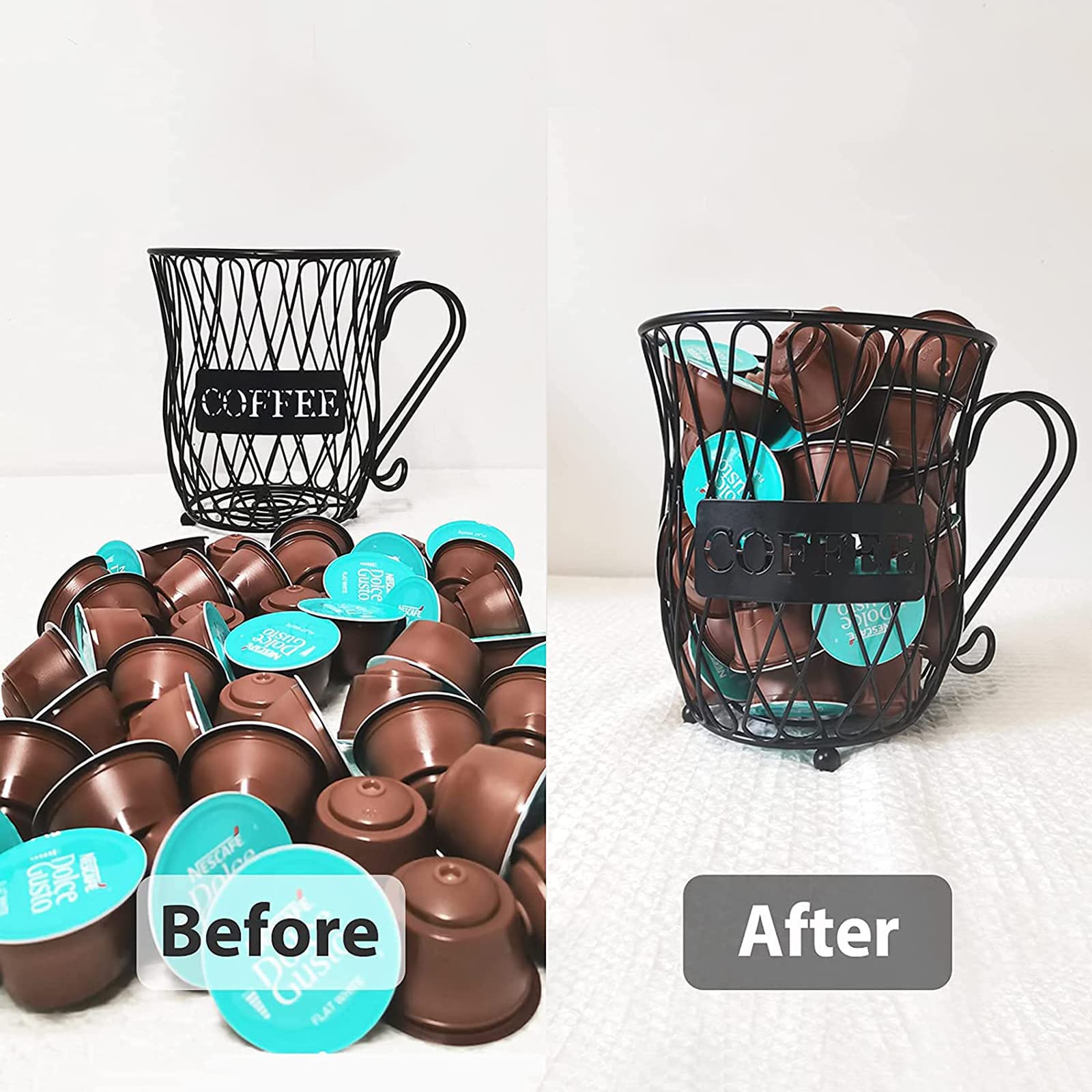 Porta Capsule Caffè, Portacapsule Caffè di Grande Capacità, Portaoggetti per Caffè da 50 Capsule, Tazzone Porta Cialde Caffè per Bancone, Casa, Ufficio