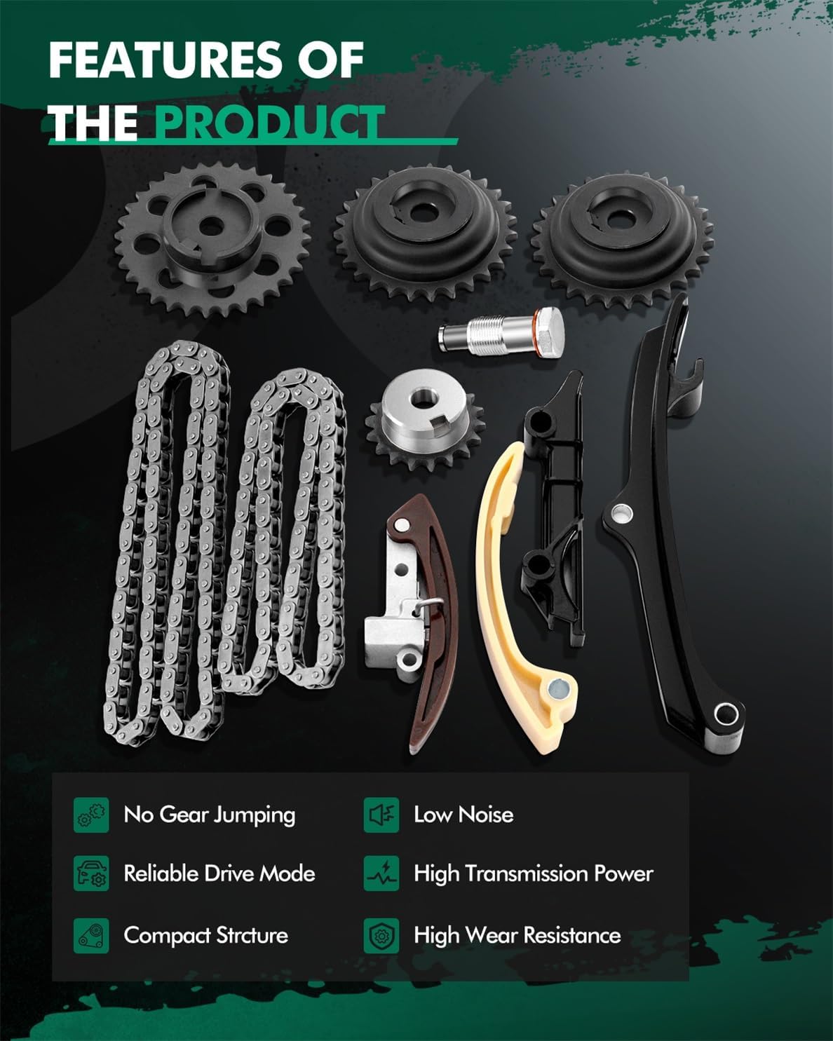 SCITOO Engine Timing Chain Kit Replaces for Volkswagen EuroVan for Volkswagen for Golf for Volkswagen for Jetta 1999-2005 2.8L 021109503A
