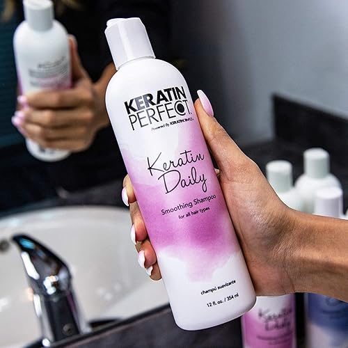 Miniatura 6 de Keratin Perfect Champú alisador diario de queratina  Limpiador de cabello clarificante, antiencrespamiento con queratina hidratante profunda