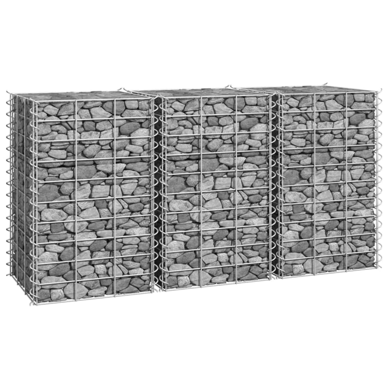 ShGaxin Gabion gabionowy 3 sztuki, doniczki na kwiaty i rośliny, doniczka na kwiaty, doniczka zewnętrzna, doniczka na kwiaty, ogród domowy, żelazo, 30 x 30 x 50 cm