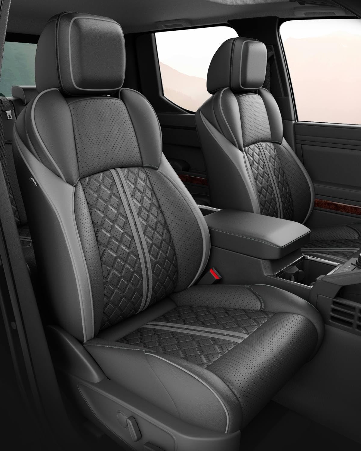 Photo 1 of RIDEPOSH Custom Seat Covers for Tacoma 4th Gen 2024 2025 2026 Double Cab SR5/TRD Sport/TRD Off-Road/SR Full Set with Console Covers, Waterproof Leather Back and Front Seat Protectors Black Grey