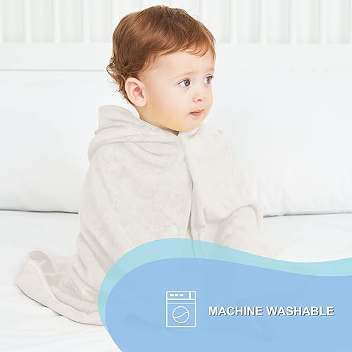 Miniatura 5 de YOYOO Toalla de baño de bambú prémium para bebé, toallas con capucha hipoalergénicas y orgánicas ultra suaves para bebés, esenciales para recién