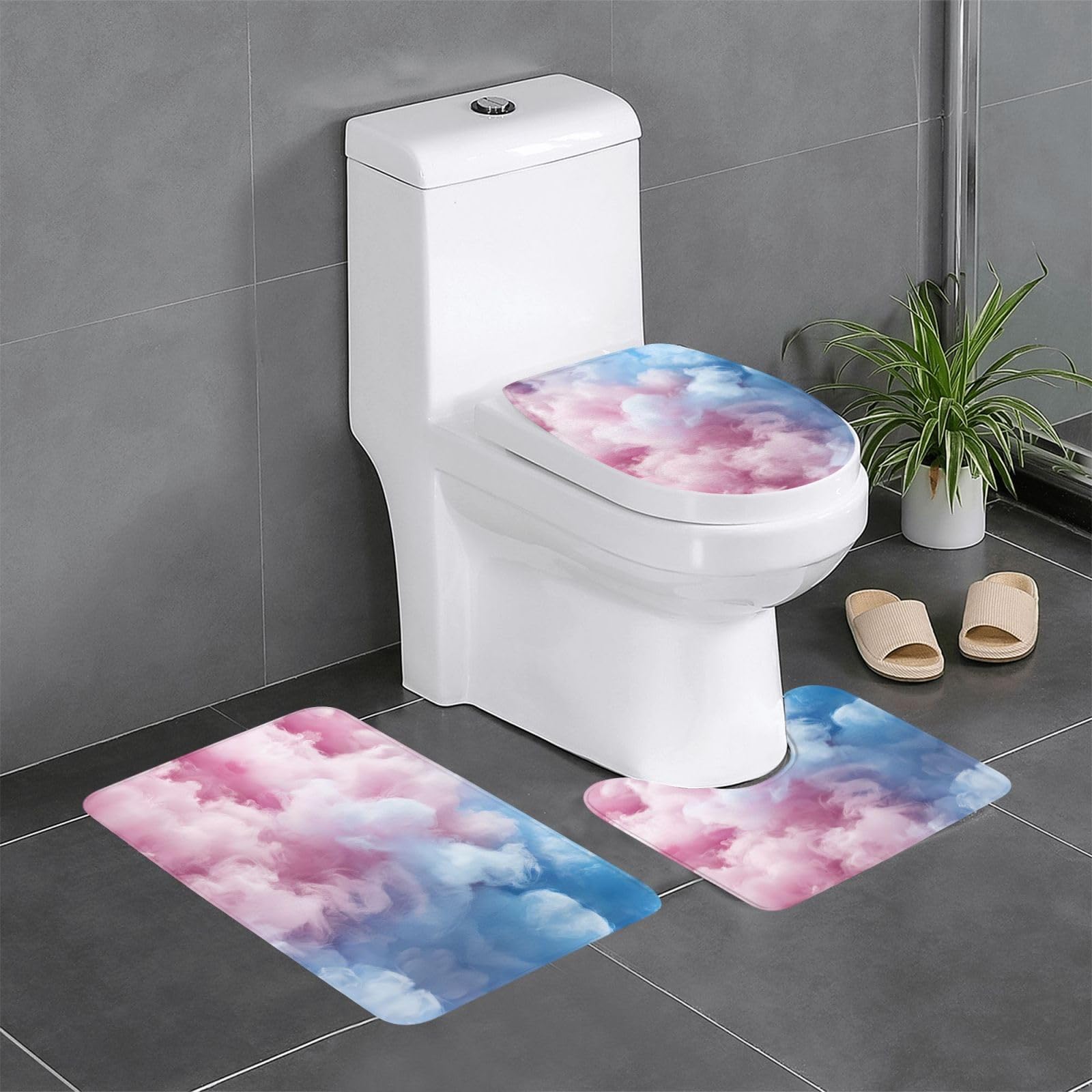 Tapis de bain antidérapants durables lot de 3 séchage rapide motif guimauves