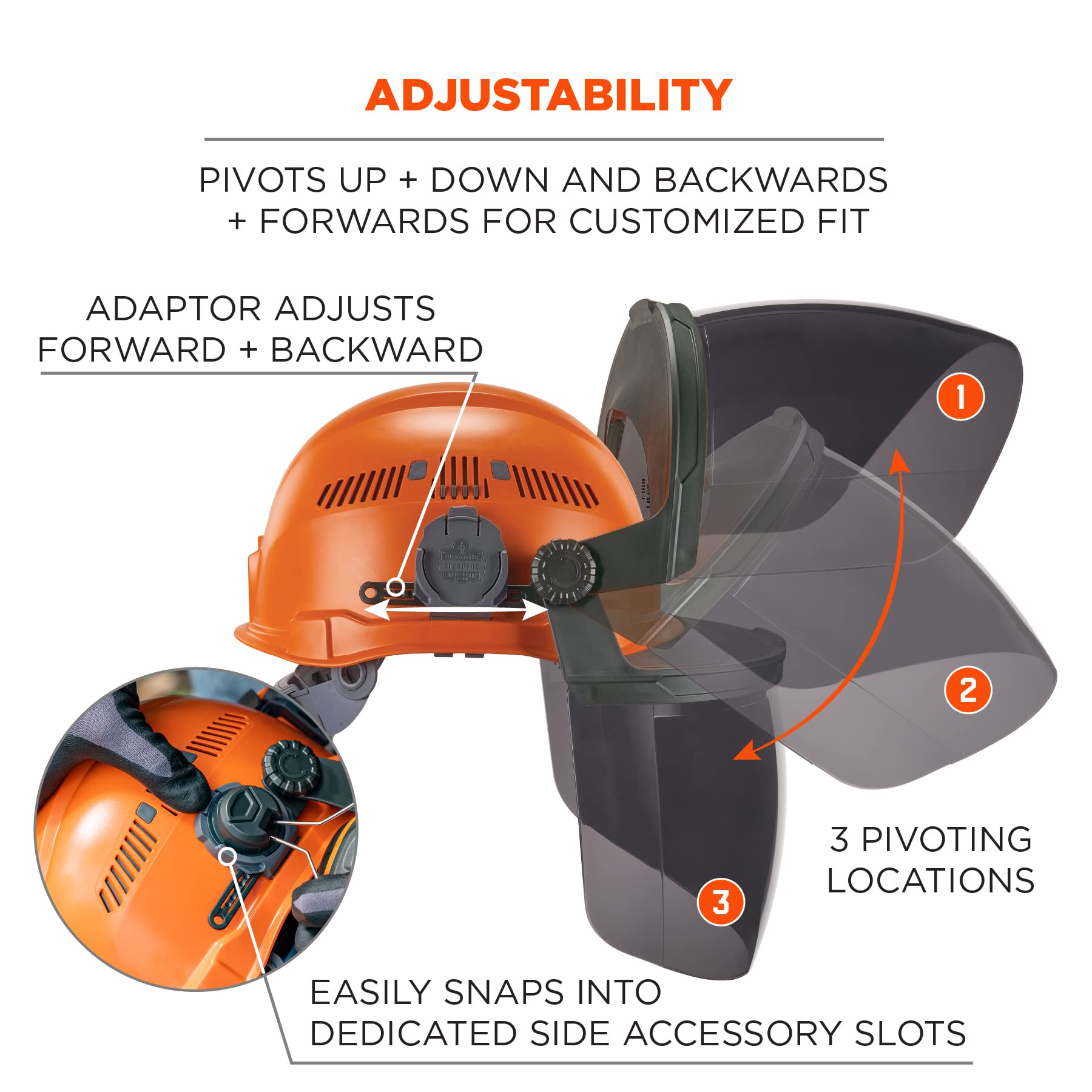 Ergodyne Skullerz 8994 - Accesorio de protección facial para casco de seguridad y adaptador estilo gorra, antivaho