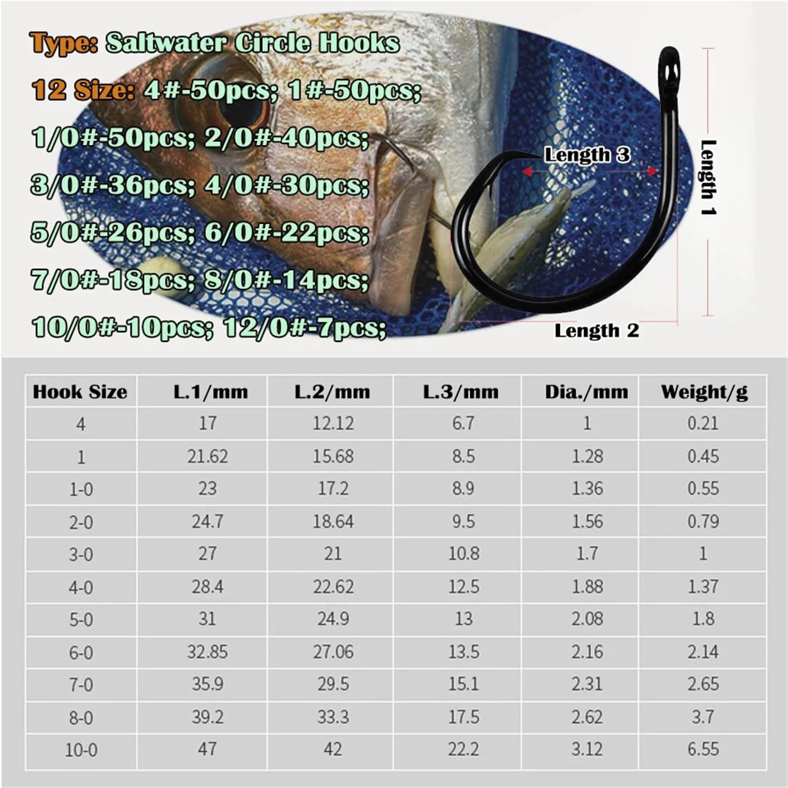 Ami da Pesca Amo da tonno Cerchio Pesca Ami in Linea for Pesce Gatto spigola Acqua salata Dolce