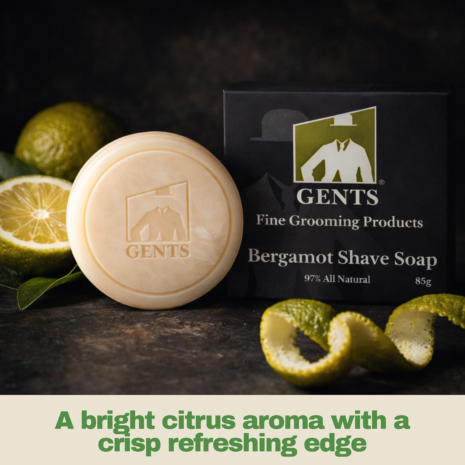GENTS Traditional Men’s Shaving Soap - 97% Natural Wet Shave Bar with Shea Butter & Glycerin - Rich Lather Formula for Smooth Shave - 3oz Bergamot image 3