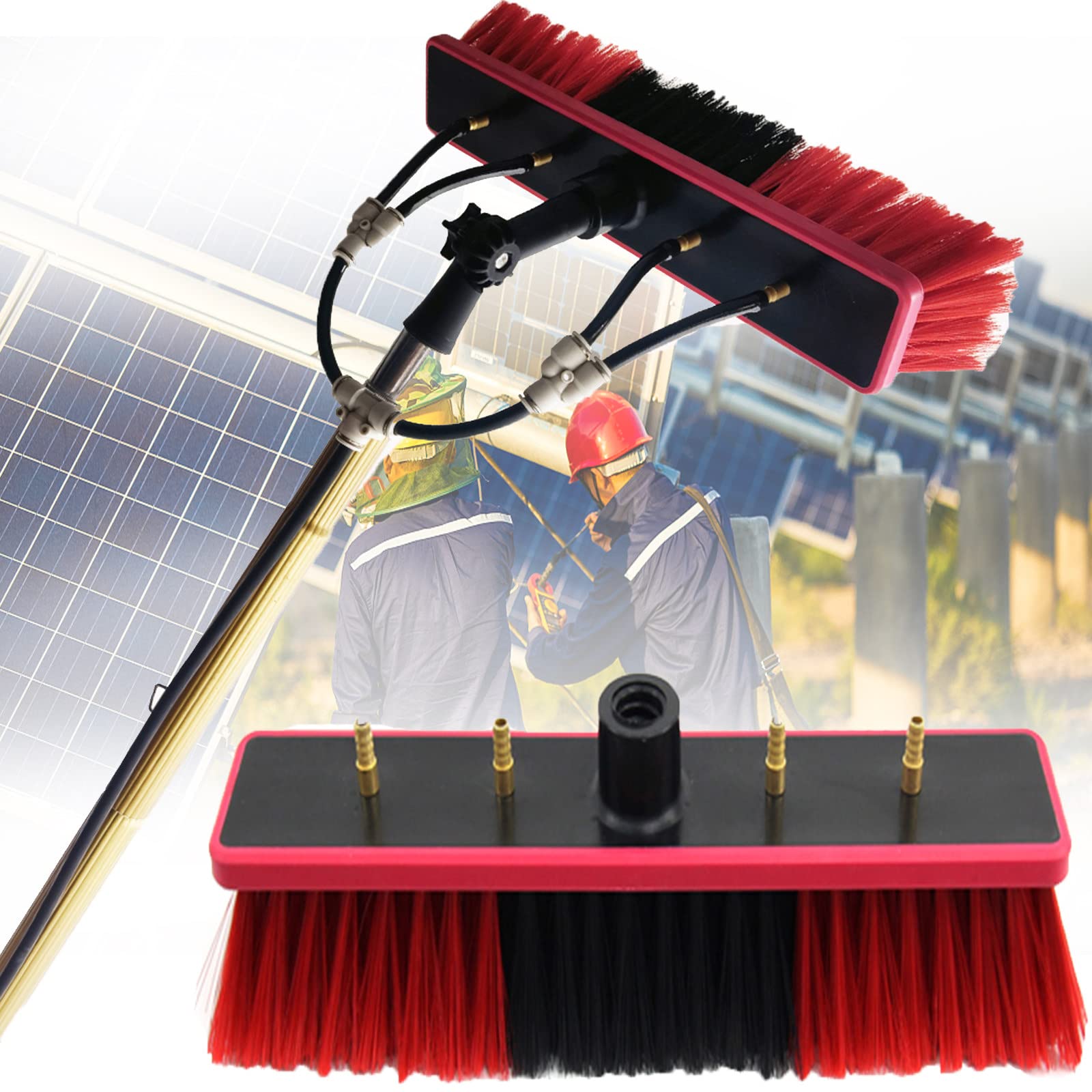 GTHTUHFD 3.6M Telescopic Window Cleaning Pole & Solar Panel Brush - Portable Water Fed Kit For Efficient Window & Solar Panel Cleaning - Essential Outdoor Cleaning Tool,55cm Brush Head-12M/39FT