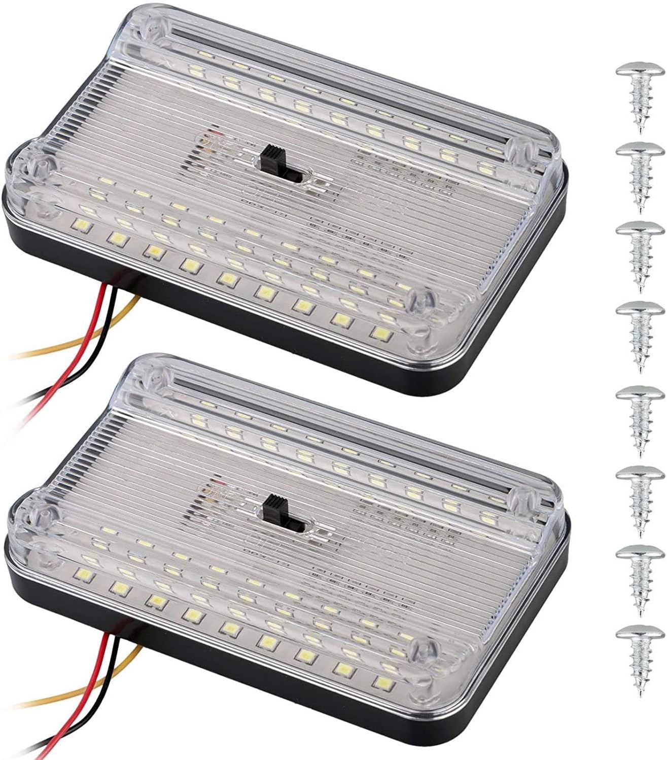 2-pack DC 12V 36 LED Car Truck Vehicle Auto Dome Roof Ceiling Interior Light Lamp White With On/Off Switch for Cars Vans Camper Vans & Taxis