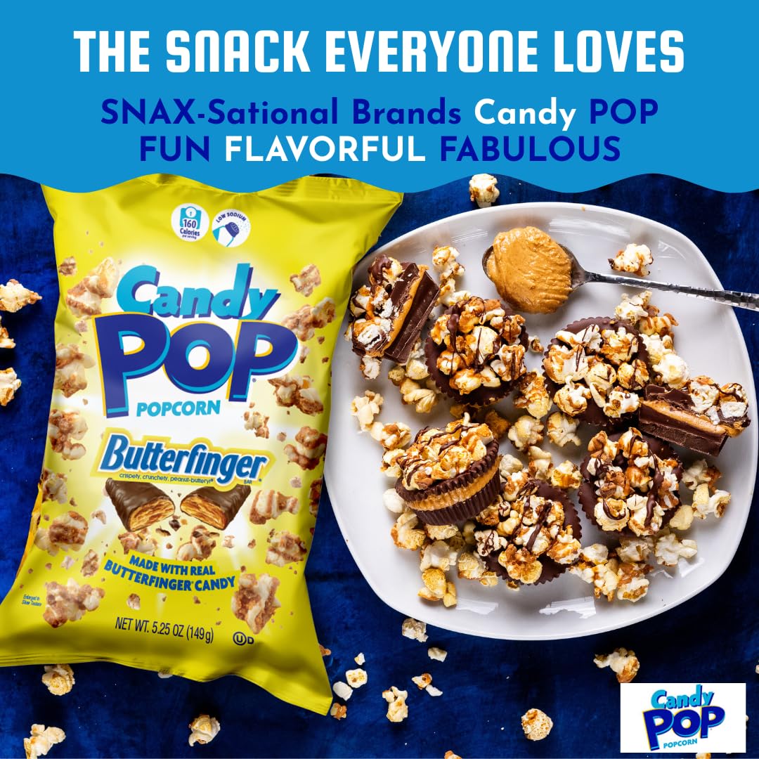 Candy Pop Butterfinger Candy Coated Popcorn (5.25oz bags, 3-Pack)