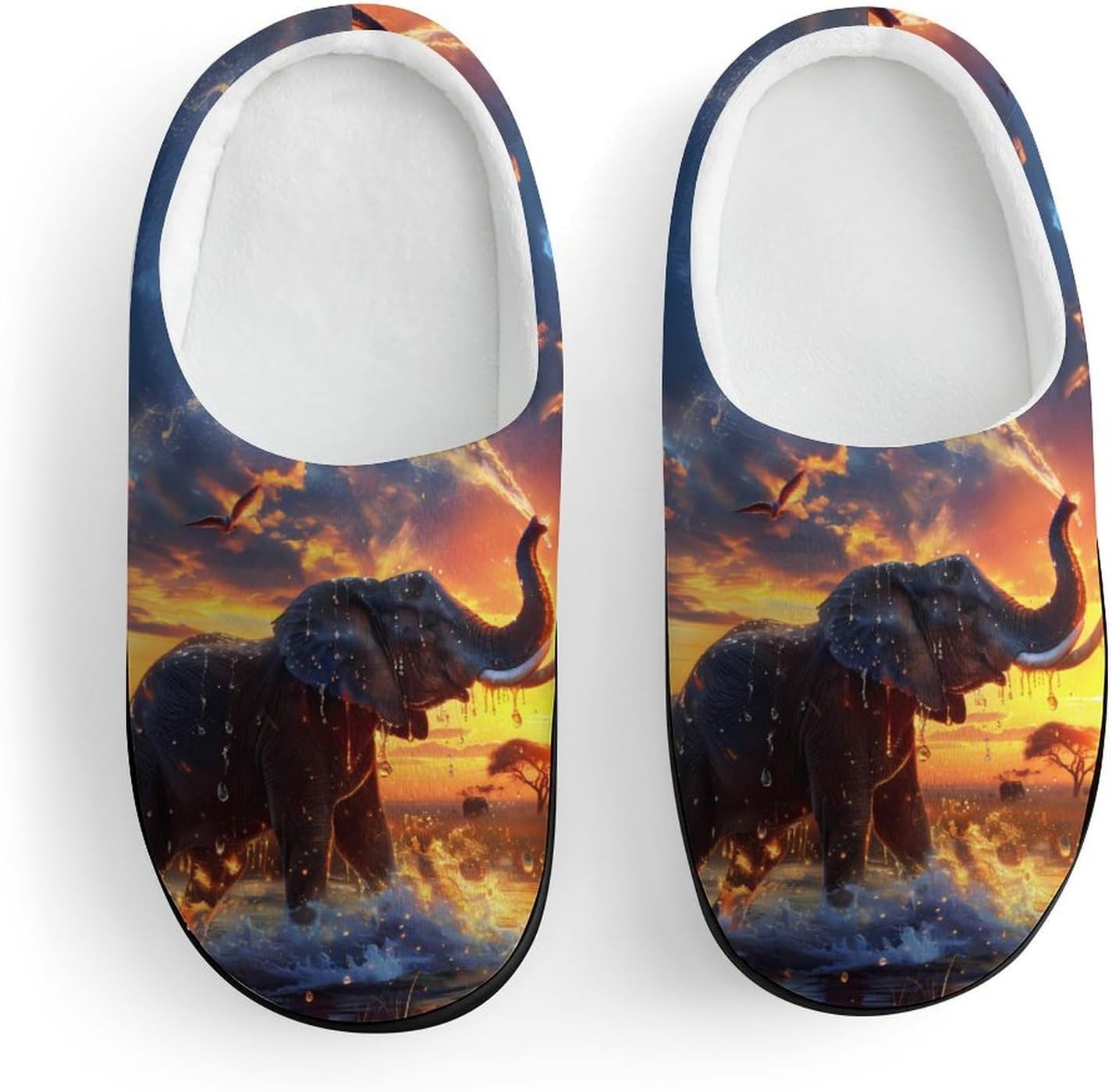 An Elephant Spraying Water Cute Cotton Slippers Anti-slip House Shoe Slipper Indoor Outdoor