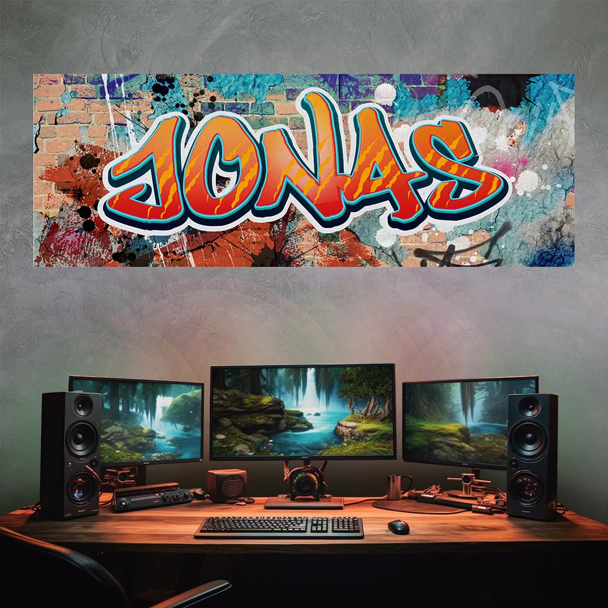 tjapalo vr190 extra robust Cooles Wandbild Graffiti Poster mit Namen personalisiert Graffiti Kinderzimmer Poster Name XXL Wandbild Teenager junge Mädchen Name, Größe: B160xH58cm