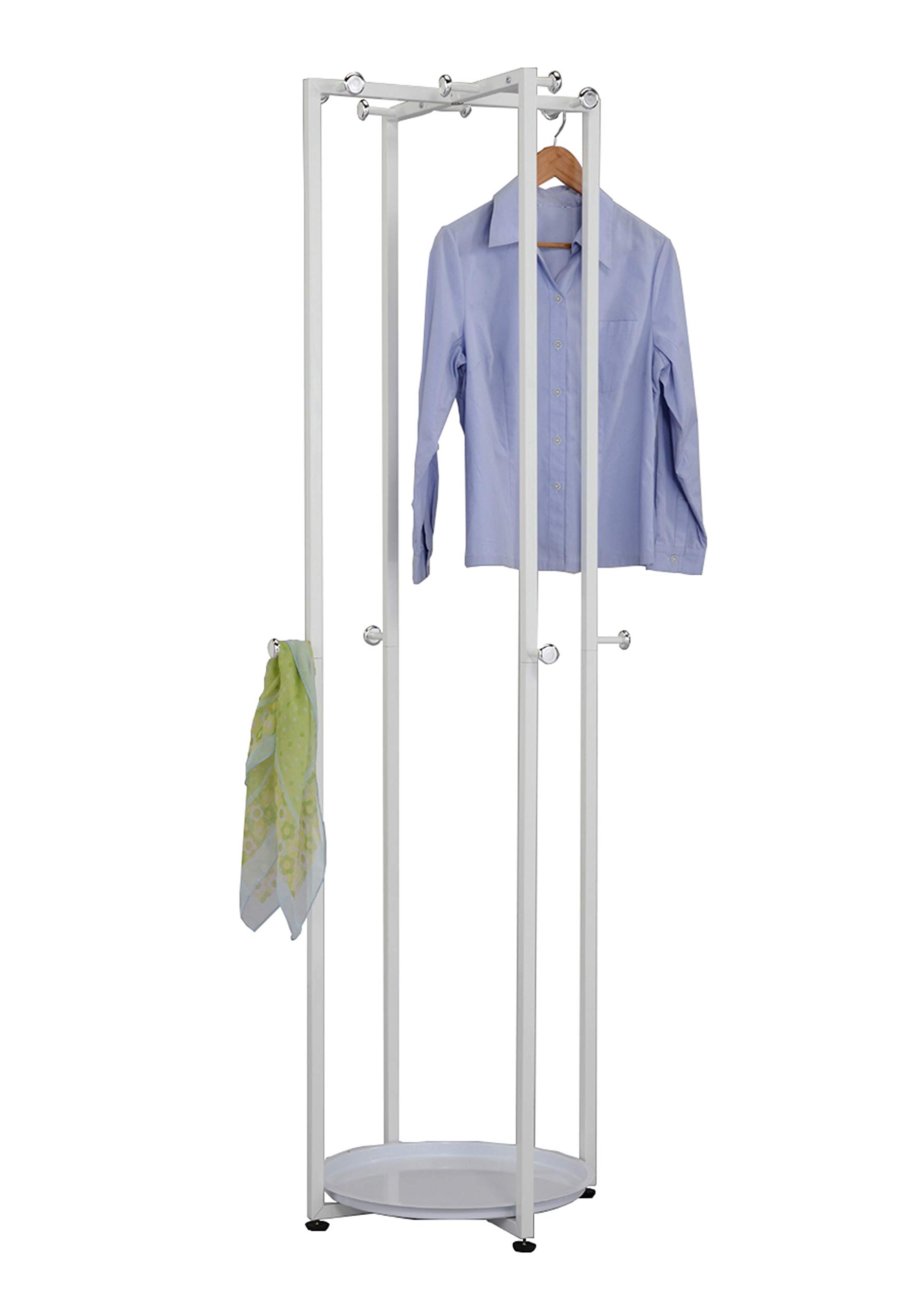 KB DesignsMetal 12 - Hook Freestanding Coat Rack with Storage, White