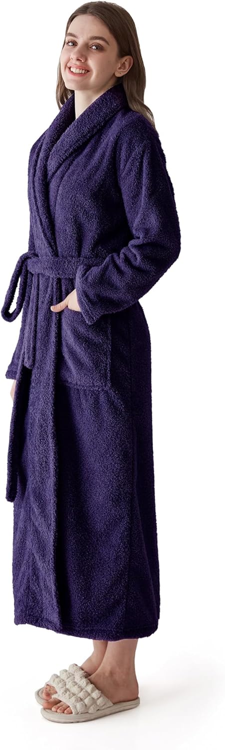 Robes for Women – Premium Plush Fleece Long Bathrobe for Women with Shawl Collar, Soft Warm Womens Robe - Image 2