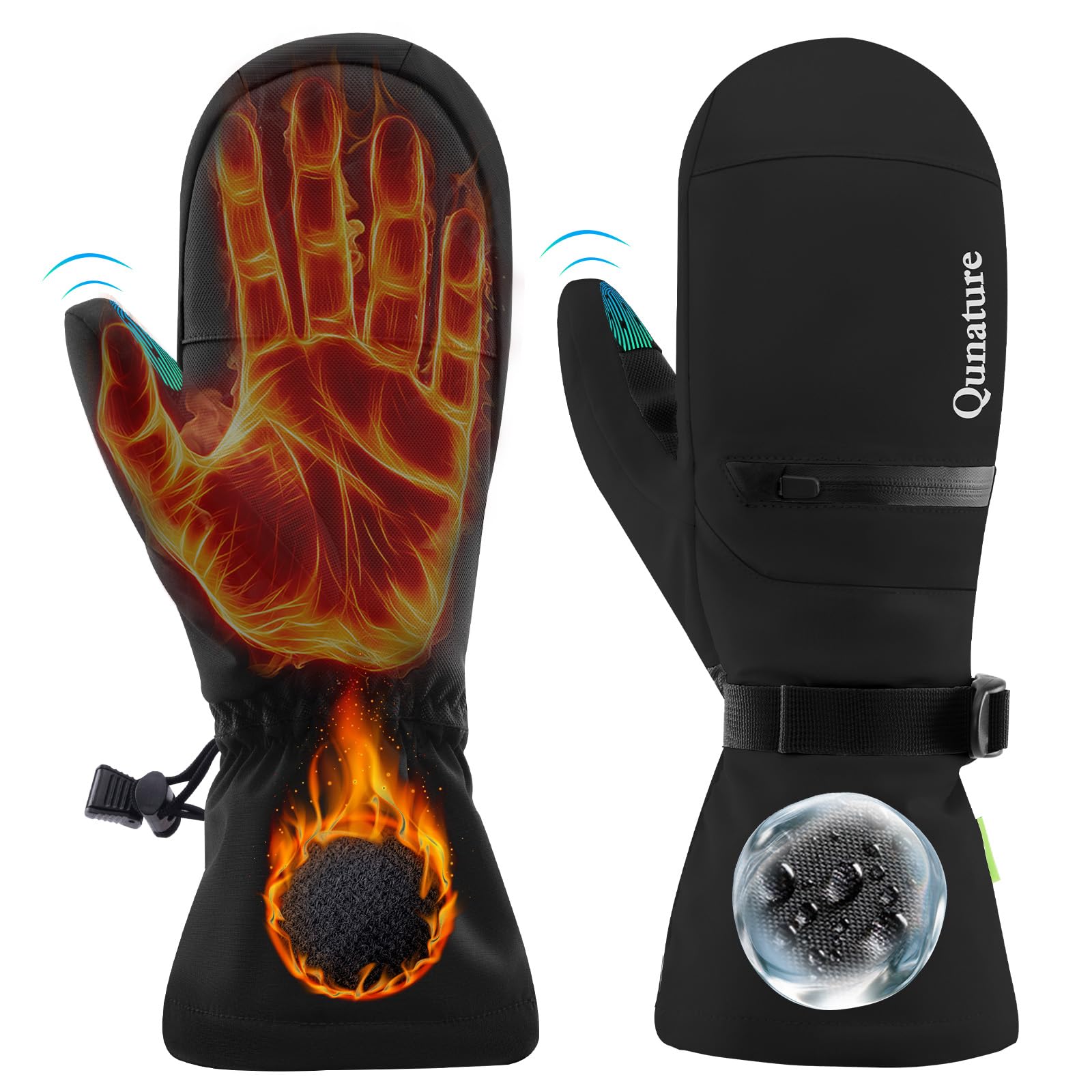 Skihandschuhe Winddicht Wasserdicht Vollfingerhandschuhe Thermo | Warme Sporthandschuhe mit Touchscreen Handschuhe für Herbst und Winter Skifahren, Eislaufen