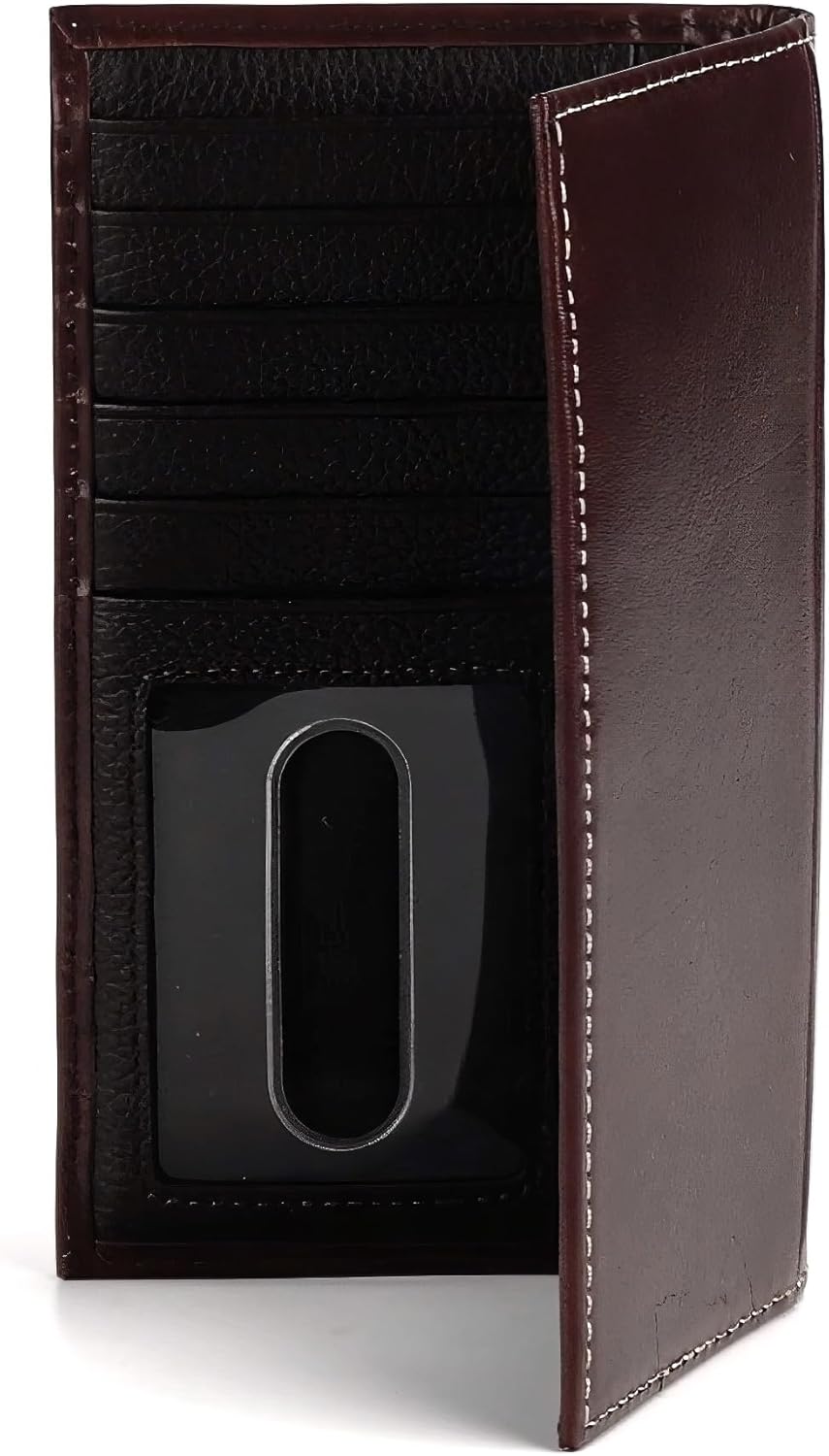 ARIAT Men's Rodeo Style Wallet - Genuine Leather with Floral Embossed Design and Cream Bucklace Stitching, Brown