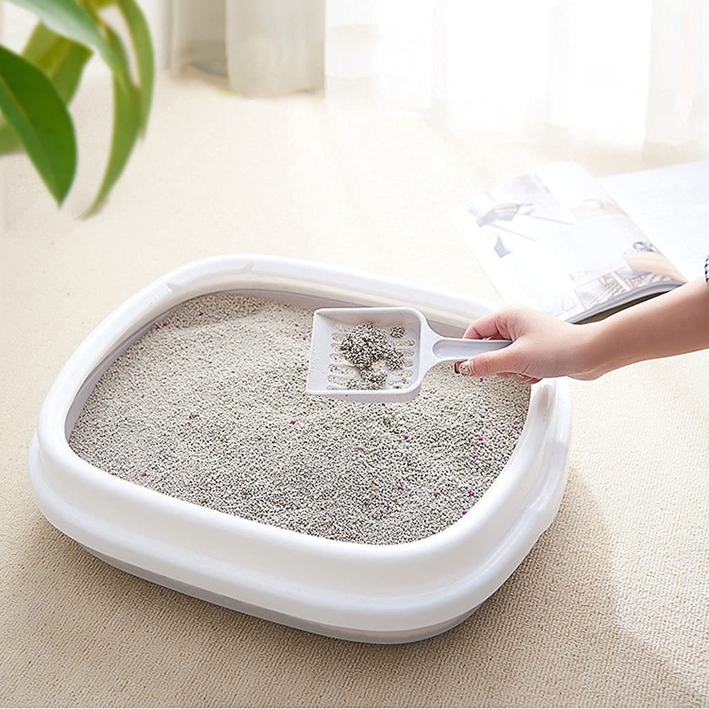 TOMYEUS Lettiera per Gatti Scatola di lettiera di Gatto Semi-allegata con Pala Scatola di lettiera for Gatti antidoi spruzzata Pala con Pala ribellabile, Facile da Pulire Toilette per Gatti
