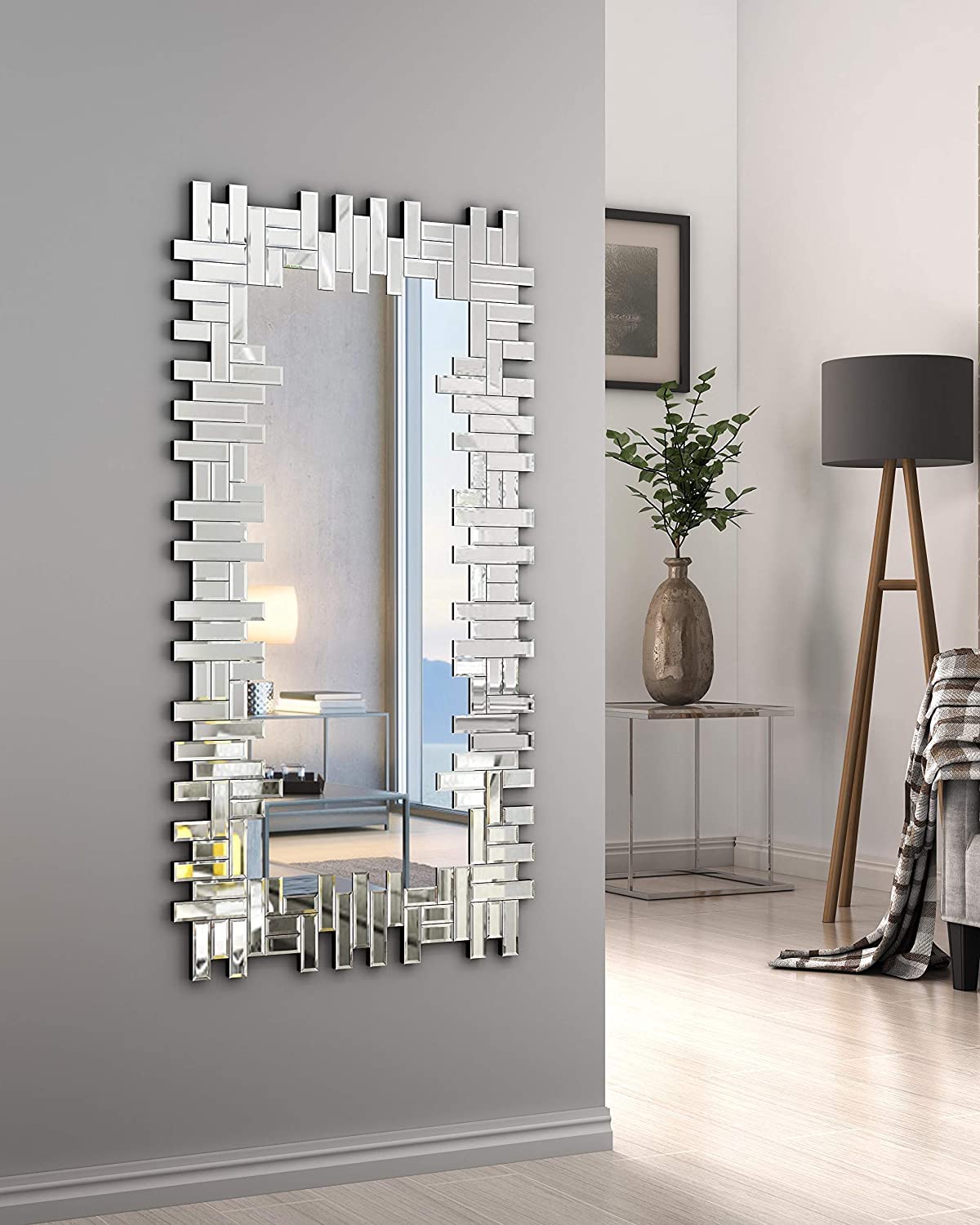 Venetian Design Modern Rectangular Wall Mirror | Size : 47 x 24 Inches | Made in India