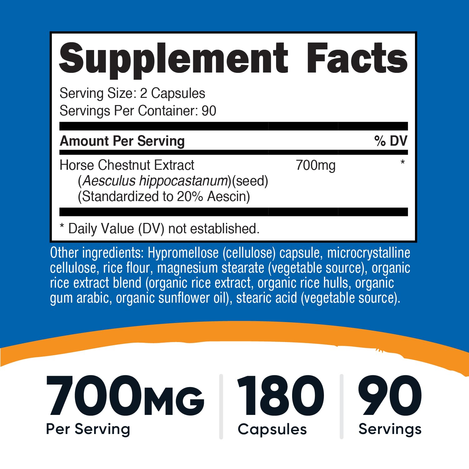 Nutricost Horse Chestnut Extract Capsules 700 MG Per Serving, 180 Capsules, 90 Servings - Non-GMO, Vegan
