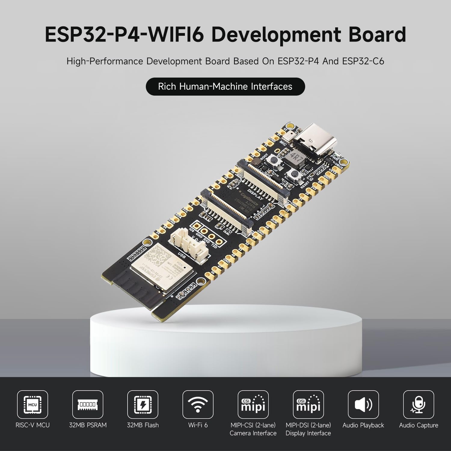 AI ESP32-P4-WIFI6 Development Board With Speaker - Wi-Fi 6 & Bluetooth 5 For AI Speech Projects