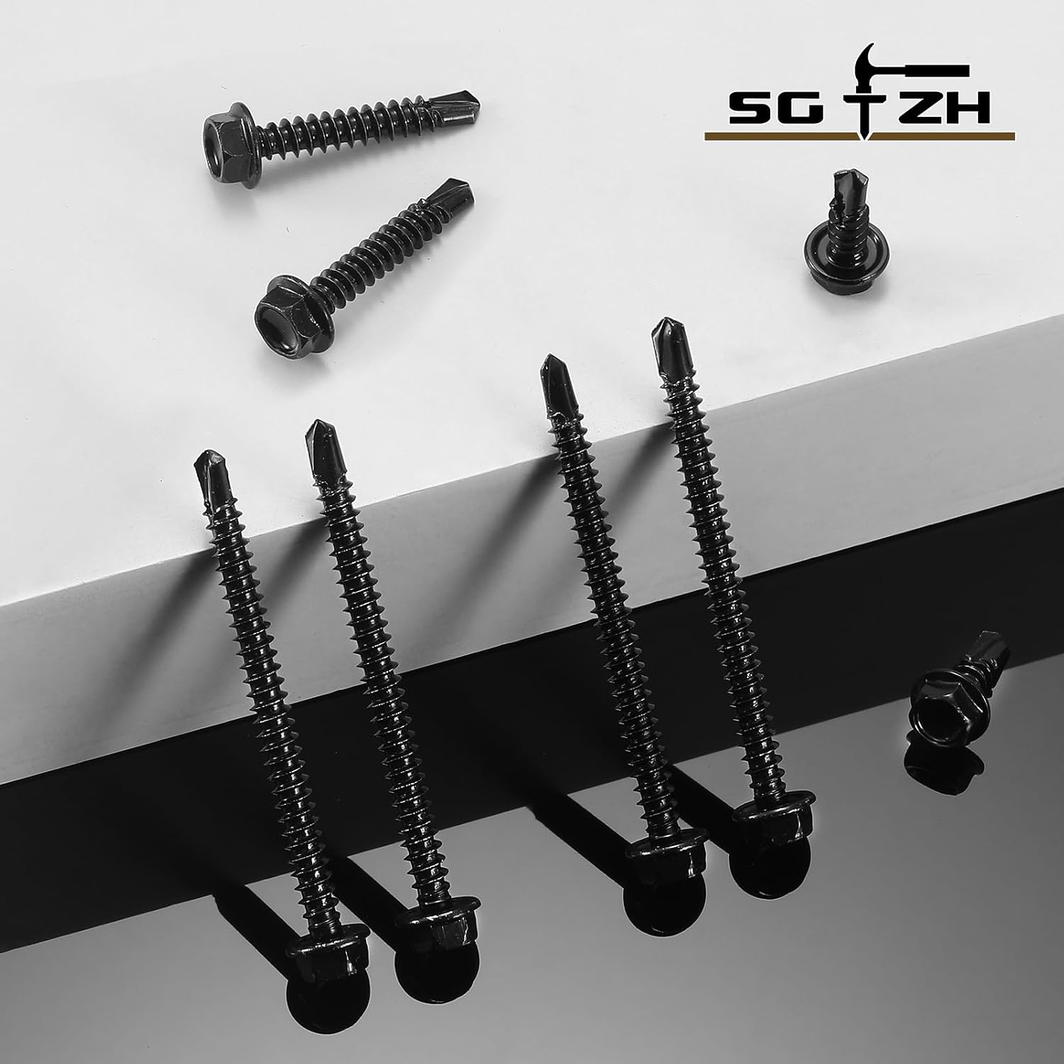 #8 x 3/4" Self Drilling Screws (215Pcs) Hex Washer Head 410 Stainless Steel Self Tapping Screws for Metal Sheet Metal Screws Black Oxide with Hex Socket Included