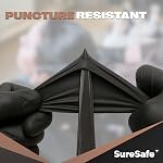 SURESAFE 7 Mil Nitrile Gloves, Heavy-Duty, Latex-Free Black Gloves Disposable for Industrial Use, Mechanical Work