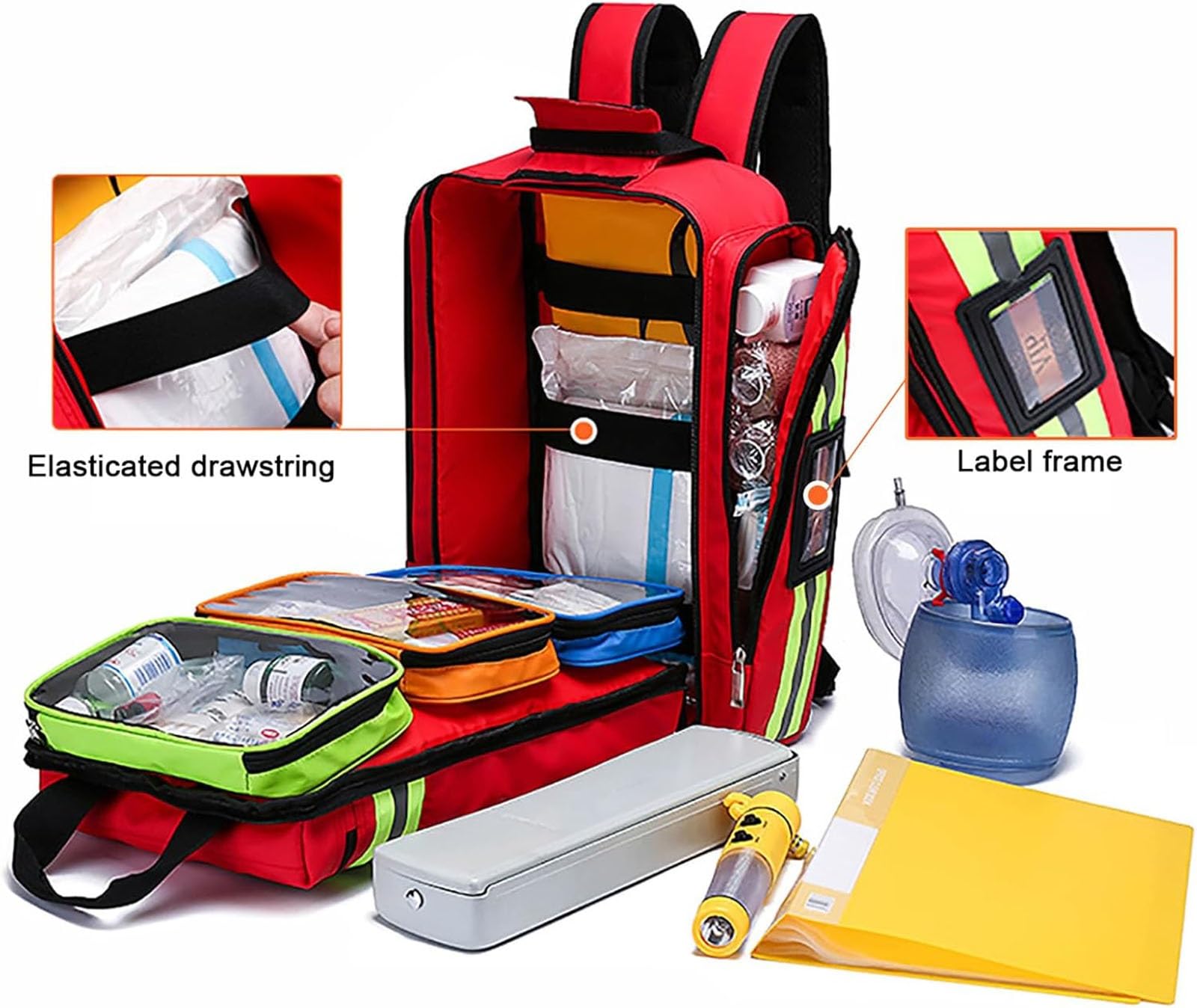 Zaino medico di emergenza, Borsa Professionale di Primo Soccorso Vuota, Borsa traumatologica con Scomparto per Assistenza Sanitaria domiciliare, EMT, EMS(Green)
