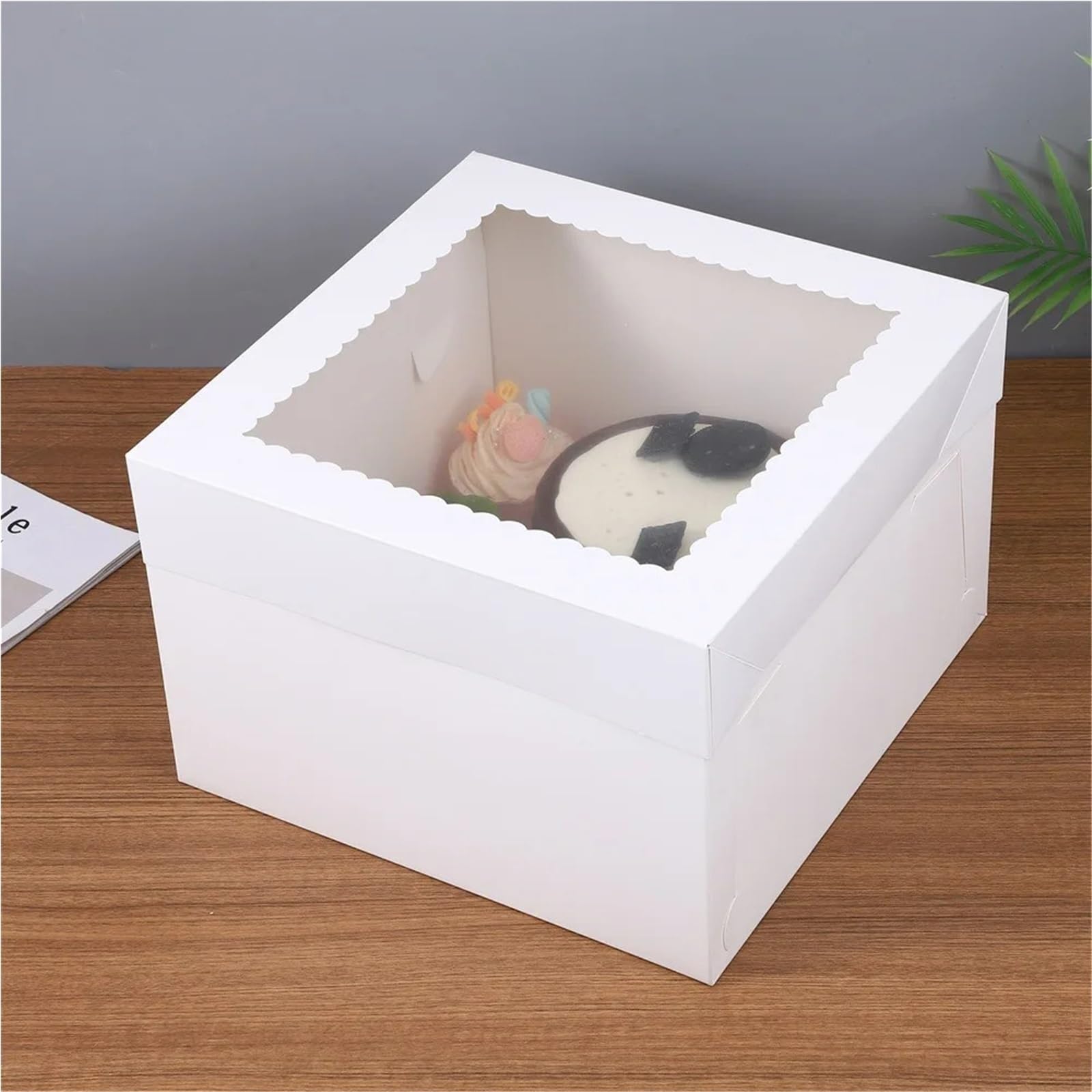 Kuchenbox Mit Fenster 20 Stück weiße quadratische Kuchenbox