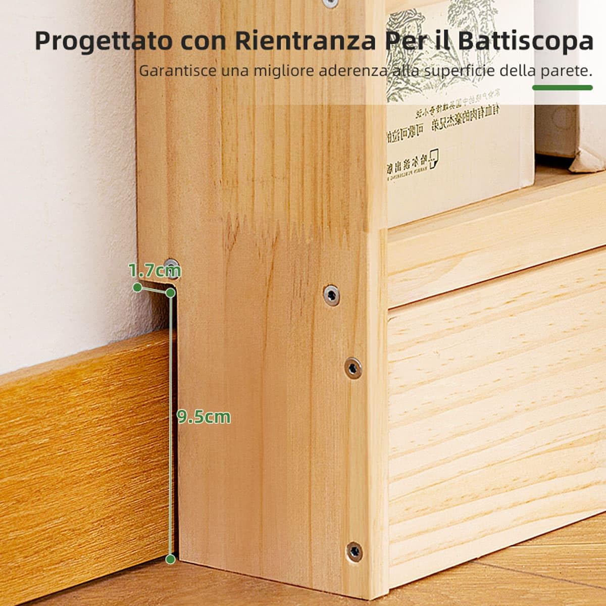 Libreria Verticale Salvaspazio in Legno, 6 Ripiani, 70x10x174 cm