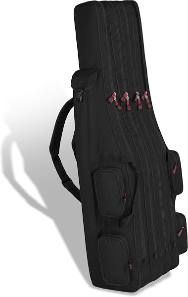 normani Rutentasche Rod Case Angelkoffer Futteral mit 2, 3 oder 4 Ruten-Fächern, Verschiedene Längen wählbar - stark wasserabweisender Fishing Rucksack Schwarz 4 Innenfächer 170 cm - 1