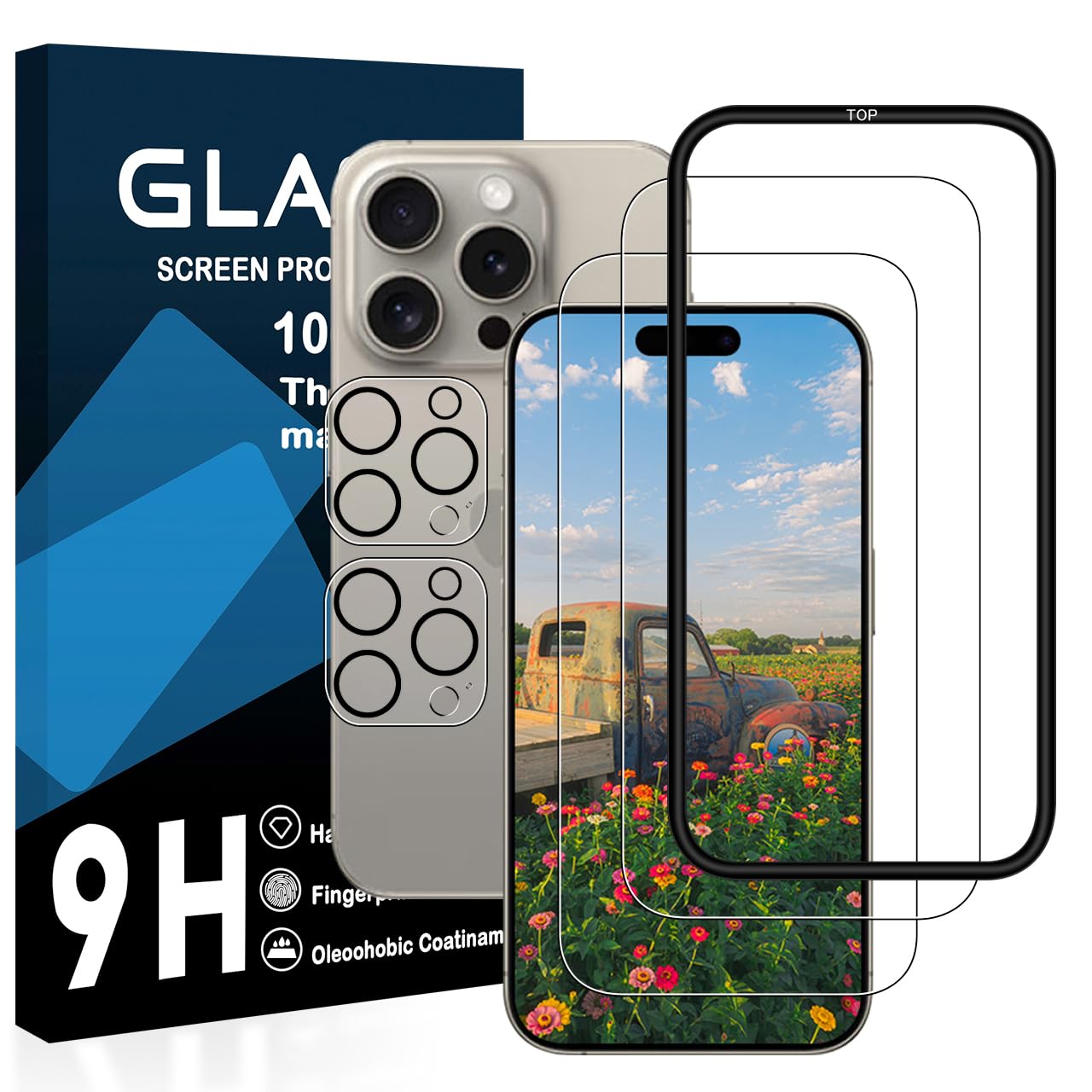 Amazon.co.jp: 対応 iphone 16 pro ガラスフィルム ガイド枠【2+2枚