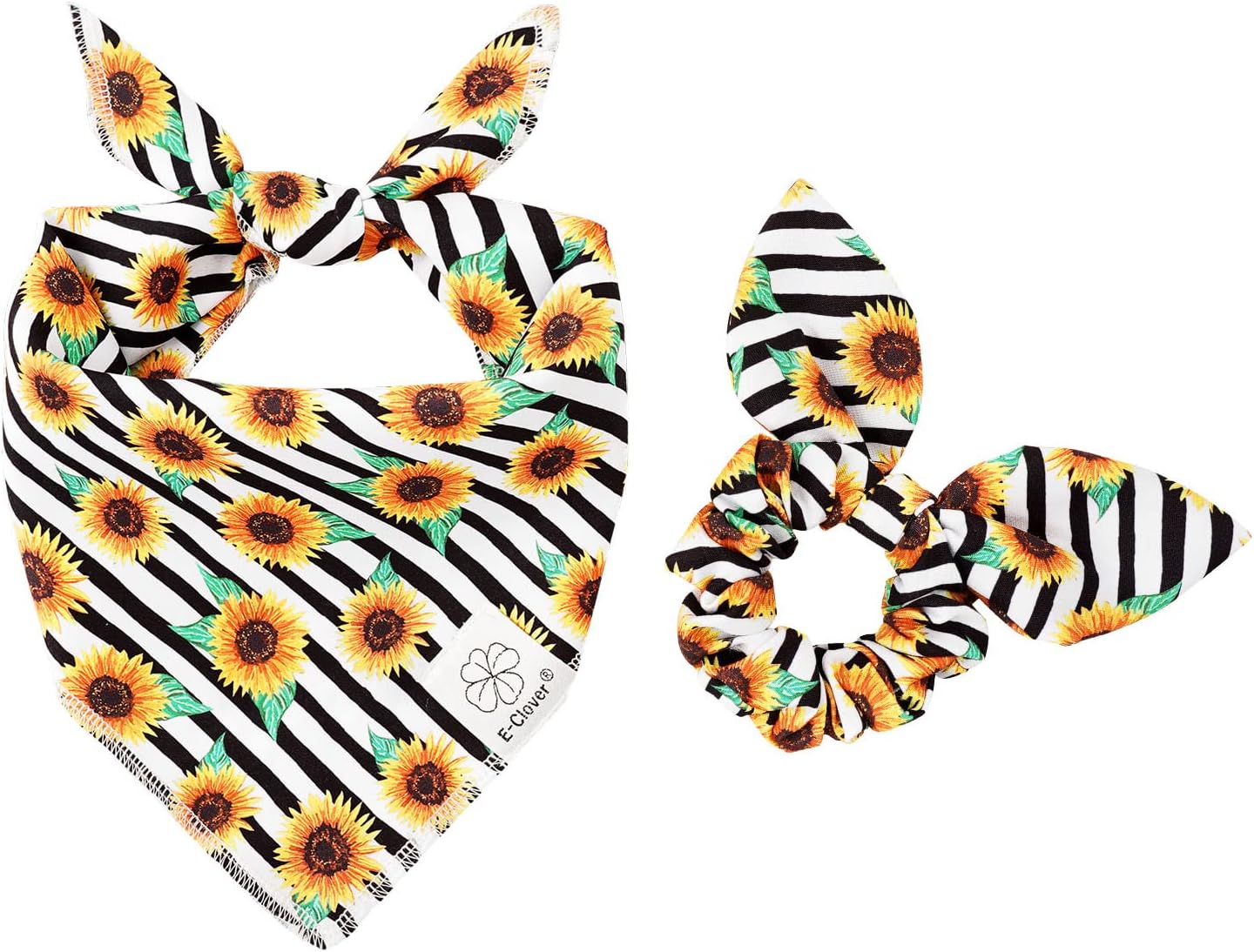 EClover Dog Bandanas & Matching Scrunchie Set Sunflower