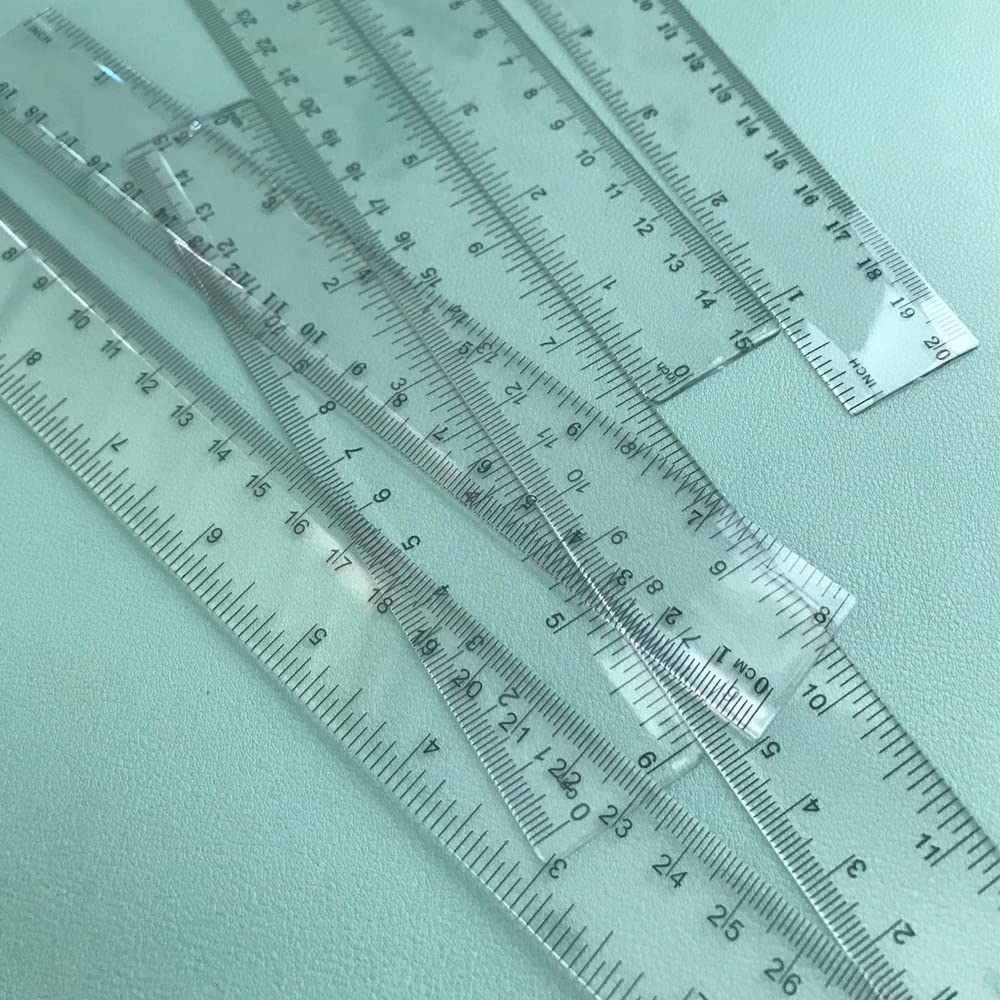 Amazon.co.jp: 木製定規3本 & 透明プラスチック定規3本 6インチ/8 