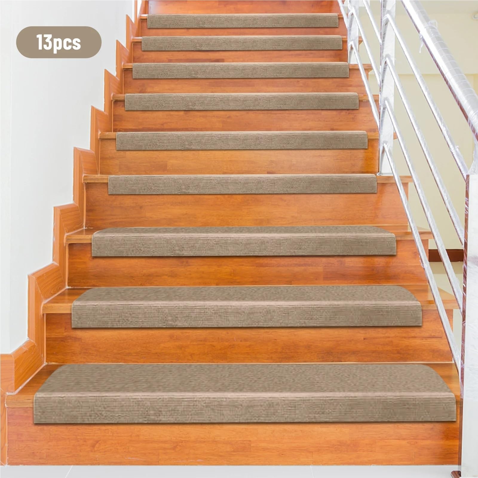 Tapis Marche Escalier Tapis d'escalier antidérapant, 20 x 55 cm, en Polyester et PVC, Facile à Nettoyer, idéal for Les escaliers intérieurs et extérieurs.