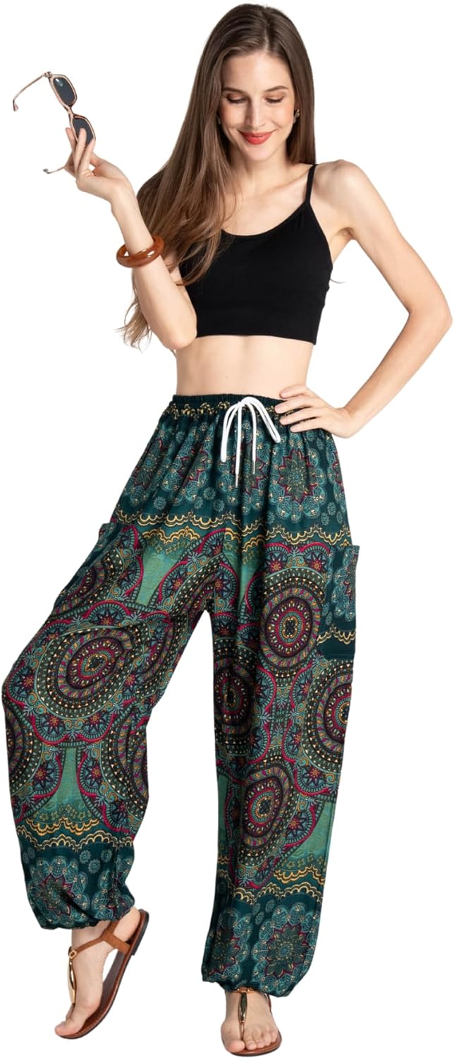 Tranquil Threads Women's Harem Pants with Pockets and Drawstring, Hippie Boho Yoga Clothes - Image 4