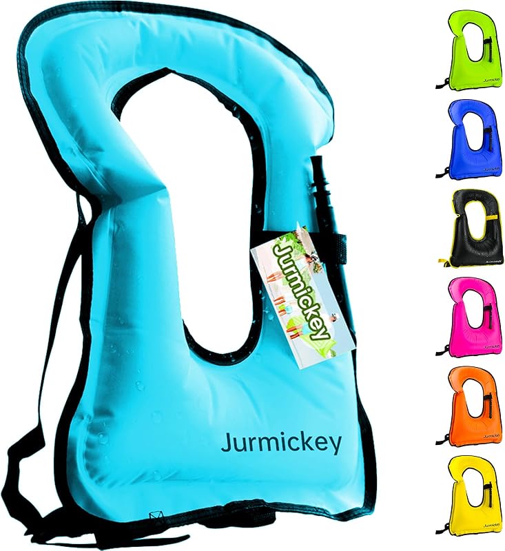 Inflatable Snorkel Vest Adults, Portable Snorkel Jacket, Buoyancy Vest for Snorkeling, Swimming, Kayaking, Boating, Safety Load Up to 220 Ibs