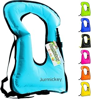 Inflatable Snorkel Vest Adults, Portable Snorkel Jacket, Buoyancy Vest for Snorkeling, Swimming, Kayaking, Boating, Safety Load Up to 220 Ibs