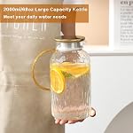 Wlasss Glass Pitcher with Lid, 68oz / 2L Glass Water Jug with Lid, Heat Resistant Juice Jug, Glasses Water Pitcher with Handle for Coffee, Milk, Cold or Hot Beverages,Gifts for Mom