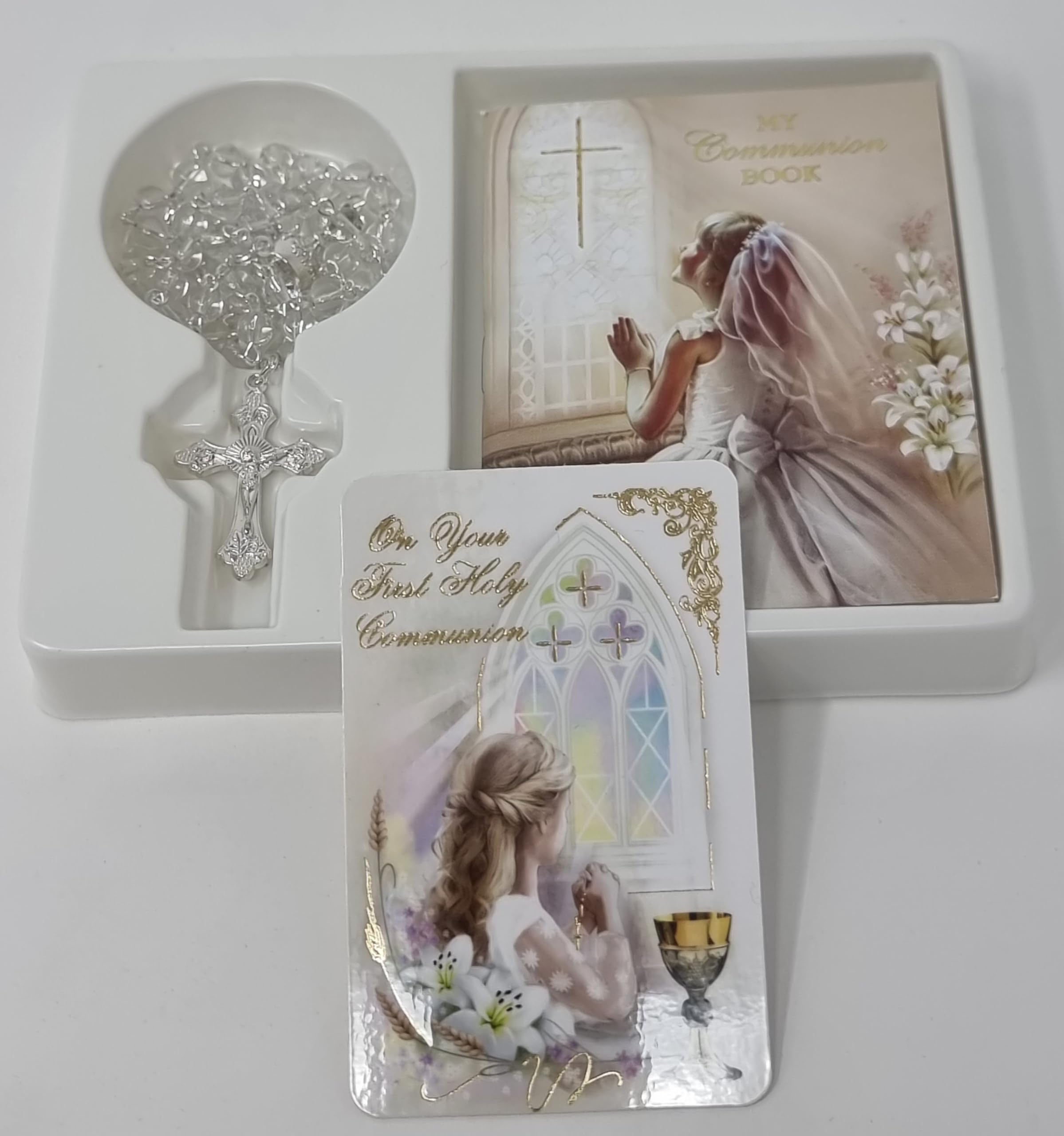 celebrationgiftsforall First Holy Communion Girl Prayer Book Glass Rosary and Prayer Card all Gift-boxed, Mixed, 14.4 x 11.1 x 2.5 cm - Image 3