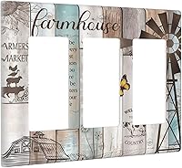 Vista 142 de Placa Cubierta de Interruptor de Luz de Palanca Individual con Diseño de Flor Botánica en Tablero de Madera Rústico Estilo Granja - Placa de Pared