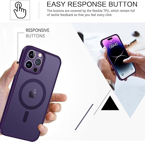 Miniatura 9 de BENTOBEN Funda magnética para iPhone 14 Pro compatible con Magsafe, diseño de ajuste delgado, goma de gel suave, a prueba de golpes, protección